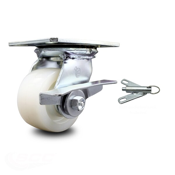4 Inch Nylon Caster with Ball Bearing and Brake/Swivel Lock